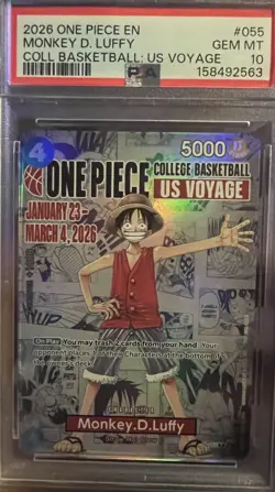 Namco One Piece Monkey D. Luffy P-055 English Promo Foil PSA 10 (2026) - Image 2