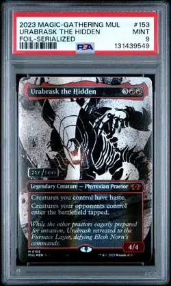 MTG MARCH OF THE MACHINE MULTIVERSE LEGENDS URABRASK THE HIDDEN 217/500 PSA 9 - Image 1