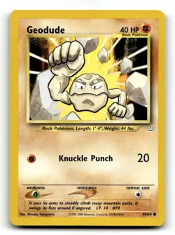 Geodude 44/64 Common Neo Revelation Pokemon Unlimited LP - Image 1
