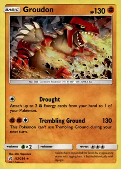 Groudon #113/236 SM - Cosmic Eclipse NM or Better - CRACKED ICE - Pokemon Card - Image 1