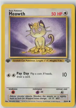 Meowth 56/64 Common Jungle Pokemon 1st Edition Near Mint - Image 1