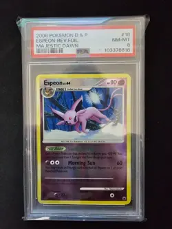 2008 POKEMON DIAMOND & PEARL MAJESTIC DAWN #18 ESPEON-REVERSE FOIL PSA 8 - Image 1