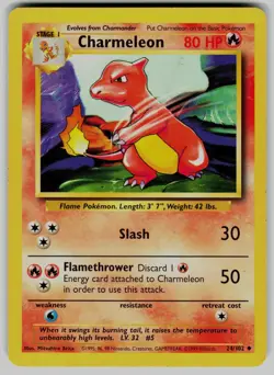 Charmeleon 24/102 Uncommon Base Set Unlimited Pokemon Moderately Played - Image 1
