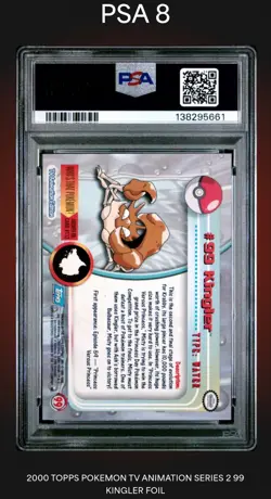 2000 TOPPS POKEMON TV SERIES 2 99 KINGLER FOIL PSA 8 - Image 2