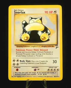 Snorlax 30/130 Base Set 2 Rare Vintage 2000 WOTC Pokemon NM Non Holo Card - Image 3