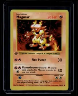 Pokemon TCG Magmar 36/102 Base Set 1st Edition Shadowless Rare MP - Image 1