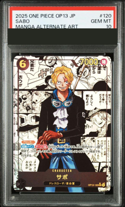PSA 10 ONE PIECE Card Sabo OP13-120 Manga Alt Art Carrying on His Will Japanese - Image 1