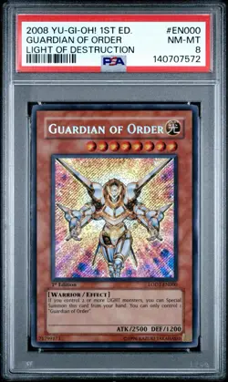 2008 Yu-Gi-Oh! Guardian of Order LODT 1st Edition Secret Rare PSA 8 - Image 1