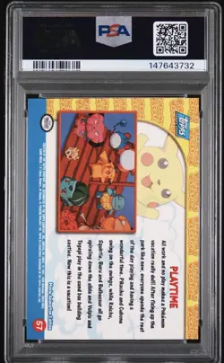 1999 TOPPS POKEMON PSA 10 PLAYTIME MOVIE EDITION 57 LOW POP BLUE LABEL PIKACHU - Image 2