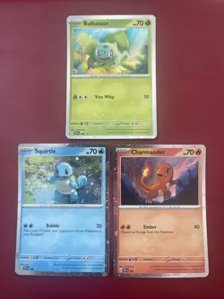 Pokemon 151 Charmander Bulbasaur Squirtle SVP 046 047 048 Cosmos Card Kanto Set - Image 1