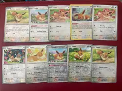 Eevee Lot 10x Pokemon Cards Reverse Holo Common Collection TCG - Image 1