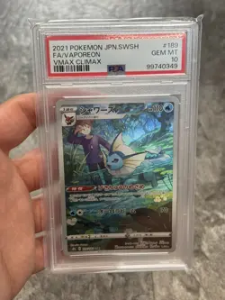 Pokemon Card PSA 10 Vaporeon 189 Sword & Shield VMAX Climax FA Japanese 2021 - Image 1