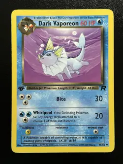 DARK VAPOREON Pokemon Card - WOTC - 1st Edition - Team Rocket - 45/82 - LP - Image 1