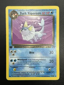 DARK VAPOREON Pokemon Card - WOTC - 1st Edition - Team Rocket - 45/82 - LP - Image 2