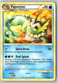 Pokemon: Vaporeon Uncommon Undaunted 41/90 LP+ - Image 1