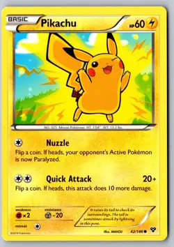 Pokemon: Pikachu Common XY Base Set 42/146 LP - Image 1