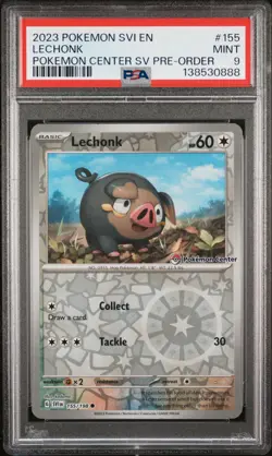Lechonk Pokemon Svi En-Scarlet & Violet 155 PSA {{cardGame}} - Image 1