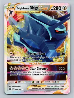 Pokemon TCG Origin Forme Dialga VSTAR 114/189 Ultra Rare Holo - Image 1