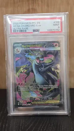 2025 Pokemon Phantasmal Flames Mega Charizard X ex Ultra Rare 109/094 PSA 9 - Image 1