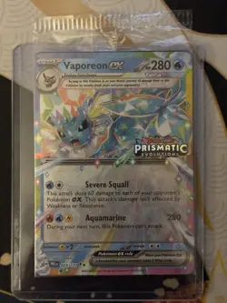 Pokemon TCG Prismatic Evolutions Vaporeon EX Stamped Promo Card 023/131 Sealed - Image 1