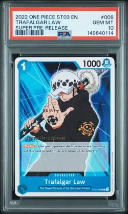 2022 ONE PIECE STARTER DECK ST03 | SUPER PRE-RELEASE #008 TRAFALGAR LAW PSA 10 - Image 1
