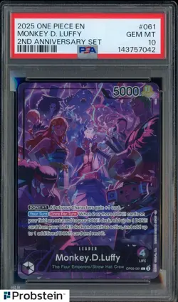 2025 One Piece EN Monkey D Luffy 2nd Anniversary Exclusive Set #061 PSA 10 - Image 1