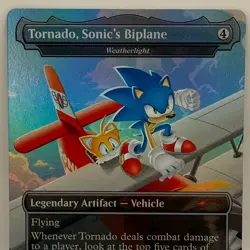 Magic The Gathering Tornado Sonic's Biplane 2100 Secret Lair Foil MTG Sonic Card - Image 1