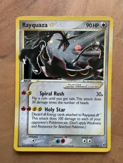 Pokemon 2005 EX Deoxy Gold Star Rayquaza Holo Card #107 - Image 1