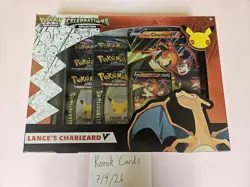 Pokemon TCG Celebrations Lance's Charizard V Collection Box 6 Cards 2021 - Image 1