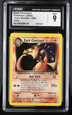 CGC 9 MINT Dark Charizard 4/82 Team Rocket Holo Pokemon Card - Image 1