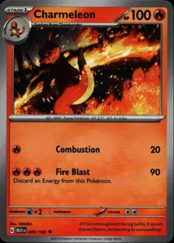 CHARMELEON 005/165 Pokemon Card 151 Near Mint - Image 1