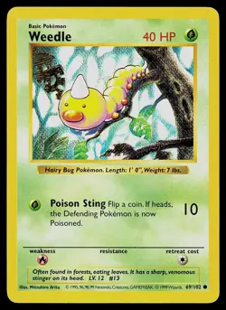 Pokemon Card - Weedle Base Set Shadowless 69/102 Common - Image 1