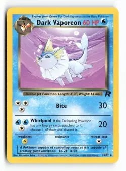 Dark Vaporeon 45/82 Team Rocket Unlimited Uncommon Pokemon TCG Vintage Card LP - Image 1