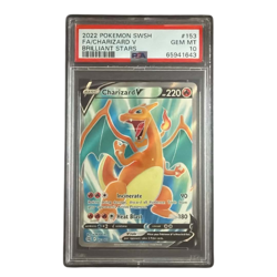 2022 POKEMON BRILLIANT STARS CHARIZARD V #153 FULL ART HOLO UR PSA 10 GEM MINT - Image 1