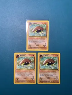 1999 Pokemon Fossil #50 Kabuto Non Holo LP Lot of 3 - Image 1