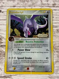 Pokemon TCG Aerodactyl Holo Rare Reverse Holo 1/92 Legend Maker 70 Heavy Play - Image 1