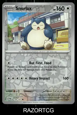 SNORLAX 136/167 UC TWILIGHT MASQUERADE POKEMON REVERSE HOLO NM/M - Image 1