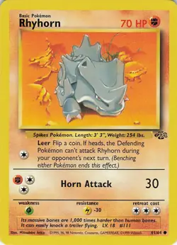 Rhyhorn 61/64 Common Jungle Pokemon Unlimited Lightly Played - Image 1