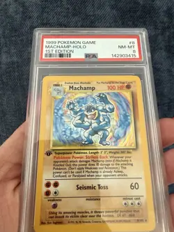 Pokemon: Machamp 1st Edition #8/102 Holo 1999 WOTC - VINTAGE PSA 8 - Image 3