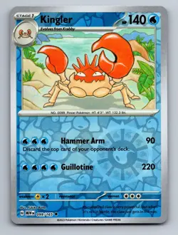 Kingler 099/165 Uncommon 151 Pokemon Near Mint Reverse Holo - Image 1