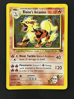 Pokemon TCG Blaine's Arcanine Holo Rare Card 1/132 Gym Challenge LP/MP Swirl - Image 1