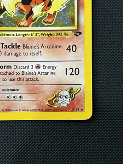Pokemon TCG Blaine's Arcanine Holo Rare Card 1/132 Gym Challenge LP/MP Swirl - Image 5
