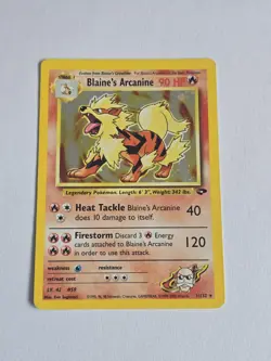 Pokemon TCG Blaine's Arcanine 1/132 Gym Challenge Holo Rare Card MP/HP (crease) - Image 1