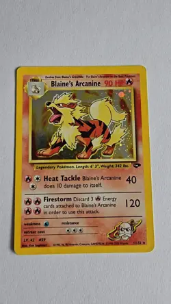 Pokemon TCG Blaine's Arcanine 1/132 Gym Challenge Holo Rare Card MP/HP (crease) - Image 2