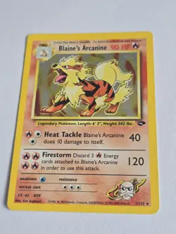 Pokemon TCG Blaine's Arcanine 1/132 Gym Challenge Holo Rare Card MP/HP (crease) - Image 3