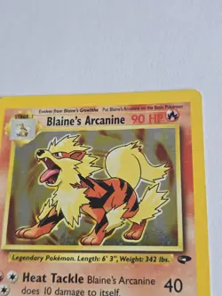 Pokemon TCG Blaine's Arcanine 1/132 Gym Challenge Holo Rare Card MP/HP (crease) - Image 4