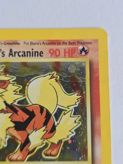 Pokemon TCG Blaine's Arcanine 1/132 Gym Challenge Holo Rare Card MP/HP (crease) - Image 5
