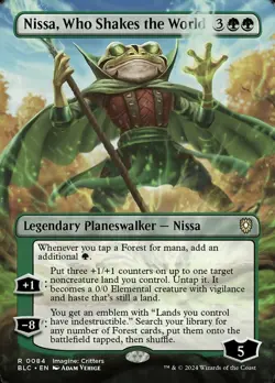 MTG Nissa, Who Shakes the World - Foil - Borderless, NM-Mint, English Commander: - Image 1