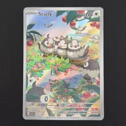 Pokemon TCG Card Starly 221/198 Scarlet & Violet Illustration Rare Holo - LP - Image 1