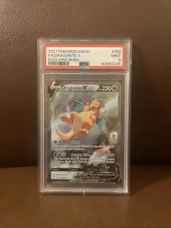 Dragonite v 192/203 Evolving Skies Alt Art Card PSA 9 Mint, 2021 Pokemon SWSH - Image 1